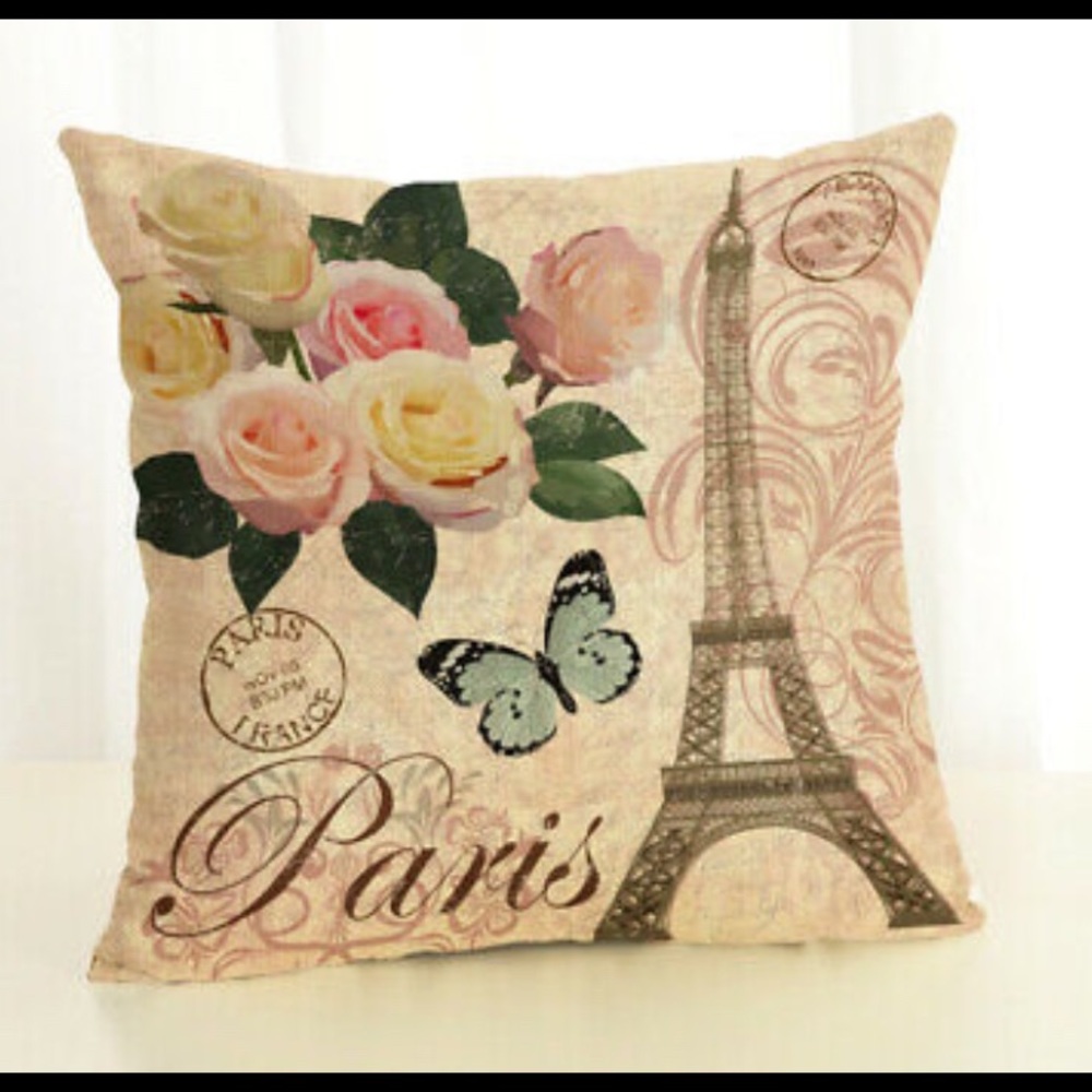 Throw pillow cover one 18x18 Paris roses